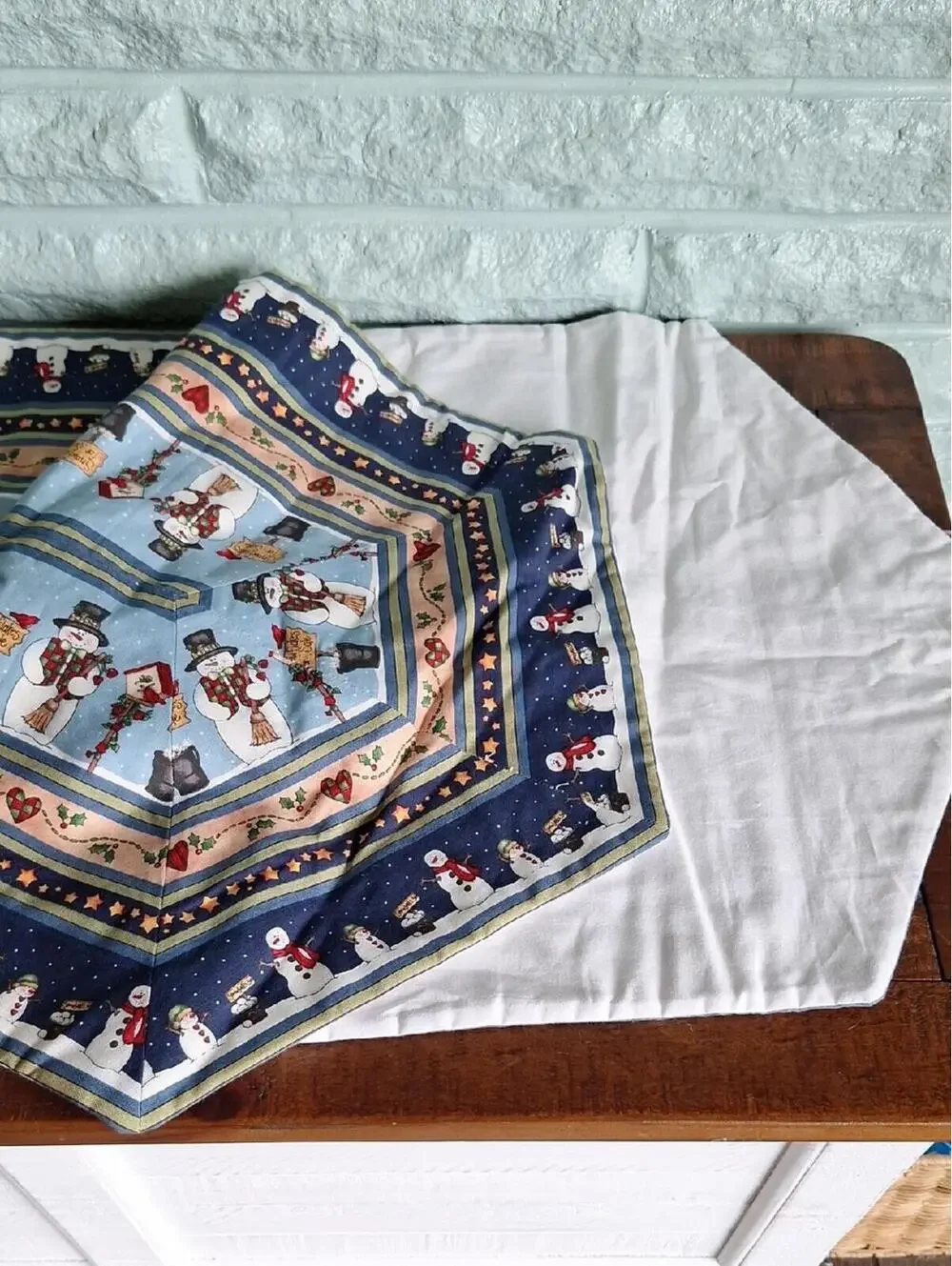 Handmade Christmas Snowman Table Runner